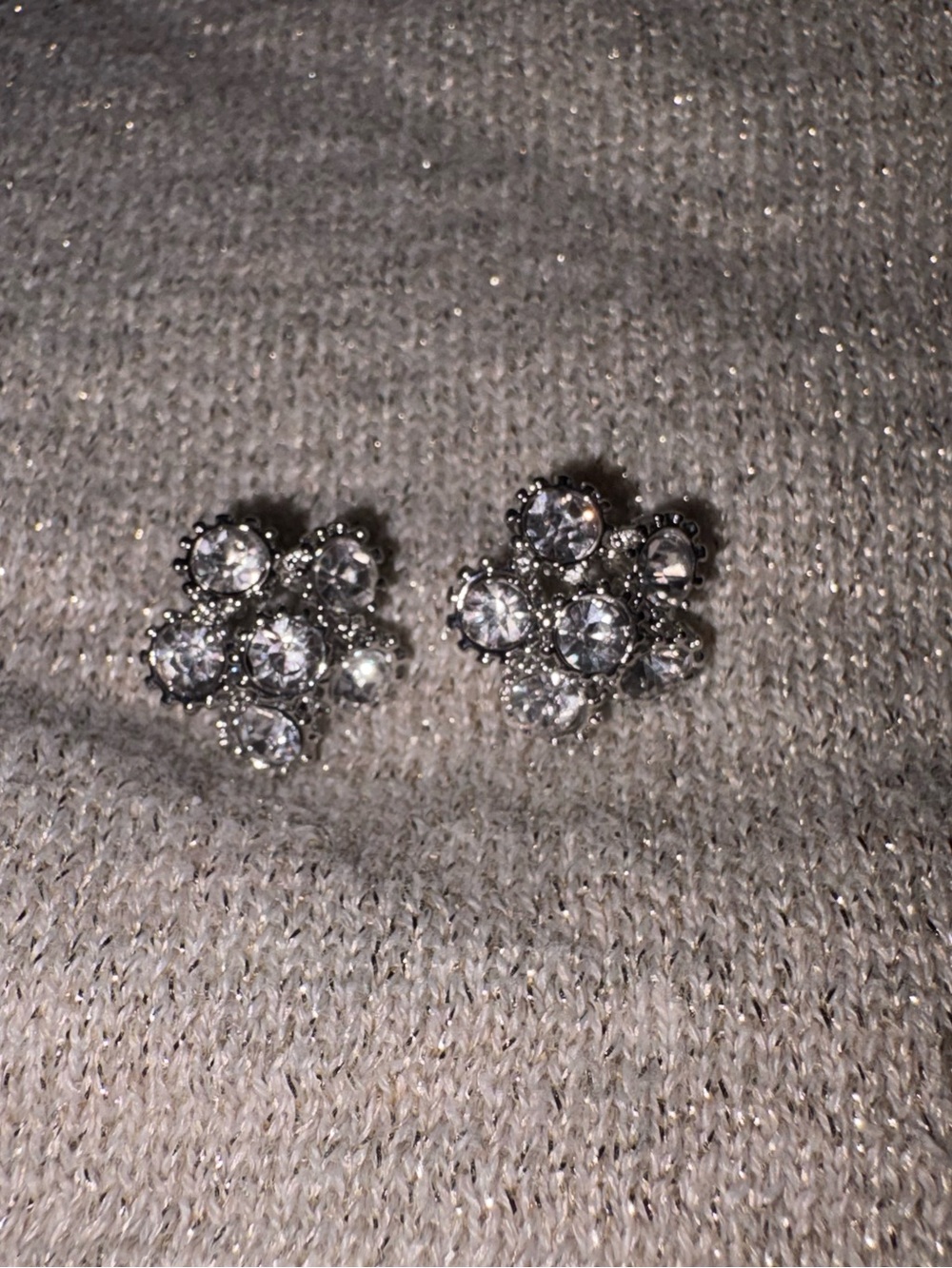Fashion Jewelry Clear Crystal Cluster Stud Earrings - Silver-Tone